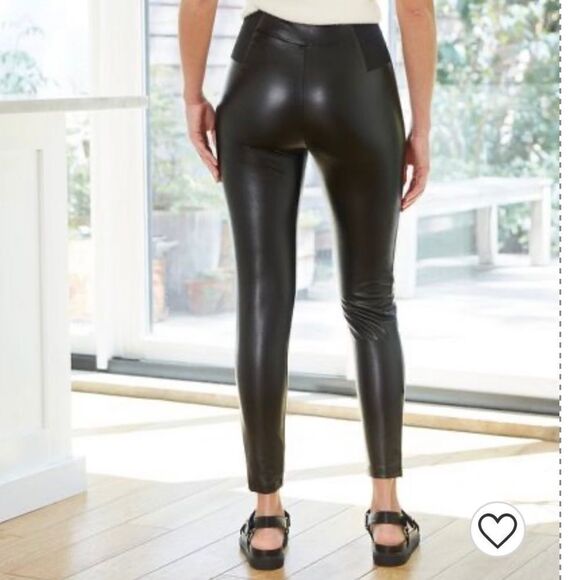 Women's Faux Leather High Waist Leggings XS New NWT - Picture 4 of 9
